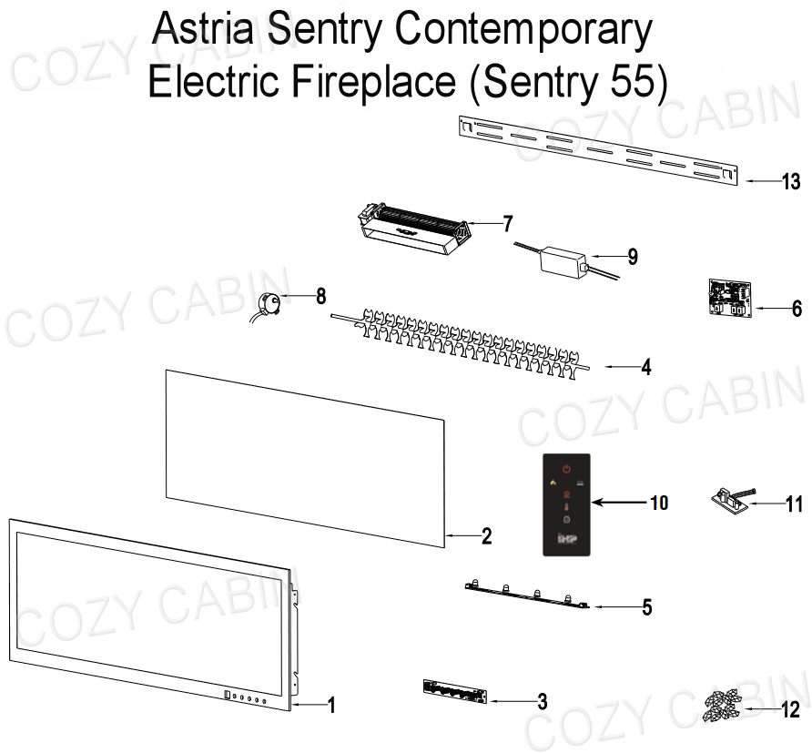Astria Sentry Contemporary Electric Fireplace (Sentry 55) #Sentry55